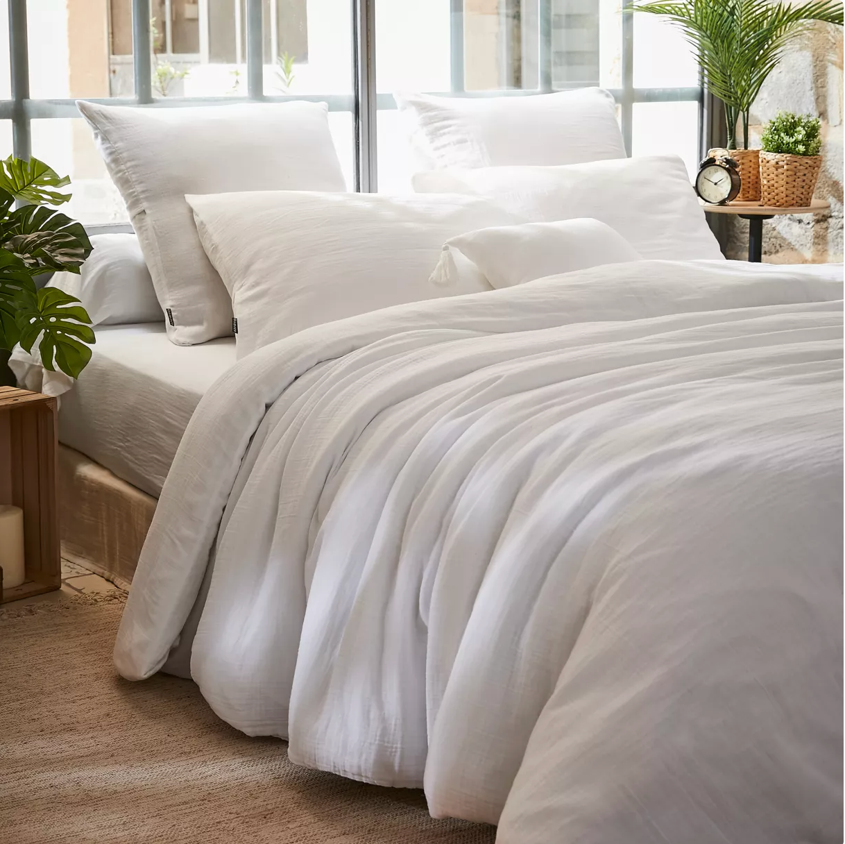 Housse de couette Amara en double gaze de coton - Ivoire