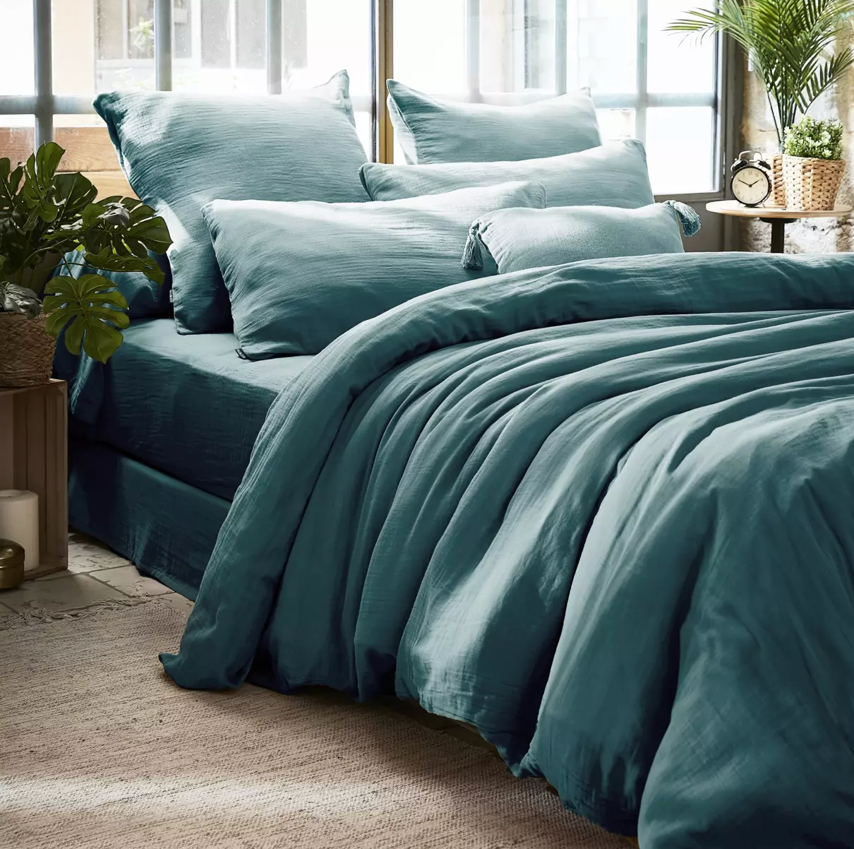 Taie de traversin Amara 185 cm - Bleu Canard