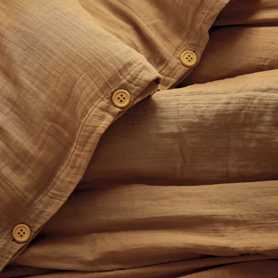 Housse de couette Amara en double gaze de coton - Camel