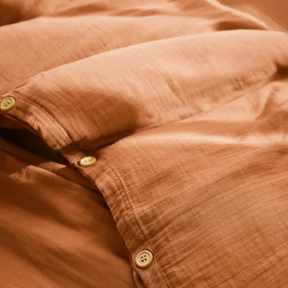 Housse de couette Amara en double gaze de coton - Abricot
