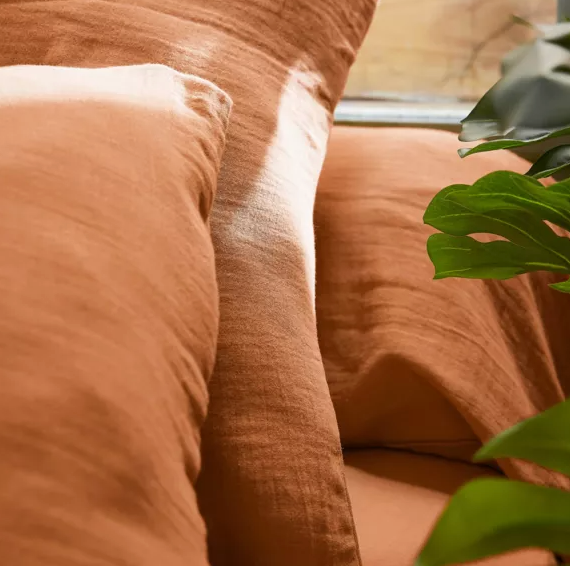 Housse de couette Amara en double gaze de coton - Abricot