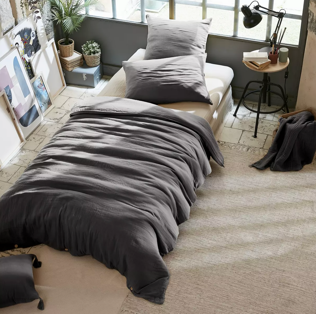 Taie d’oreiller Amara 65 x 65 cm - Gris Anthracite