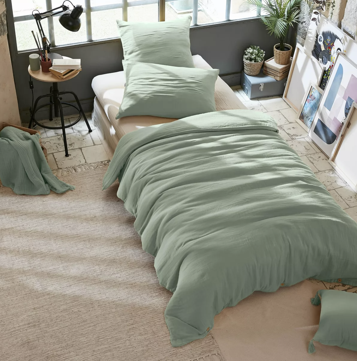 Taie d’oreiller Amara 65 x 65 cm - Vert Eucalyptus