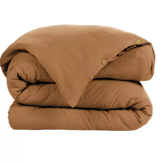 Housse de couette Amara en double gaze de coton - Camel