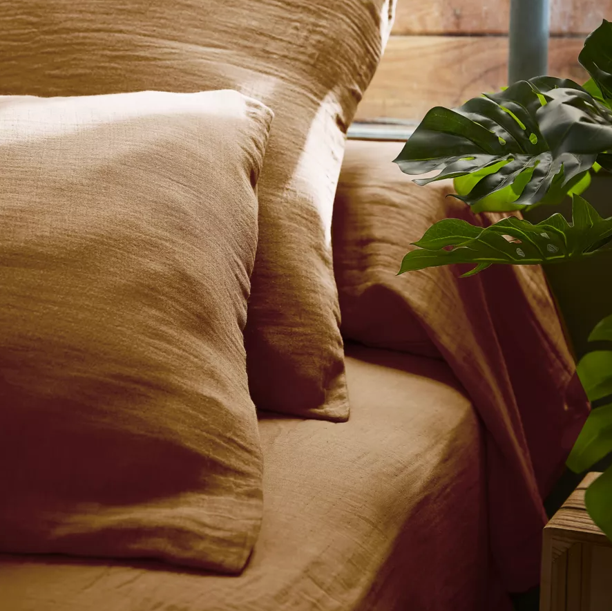 Housse de couette Amara en double gaze de coton - Camel
