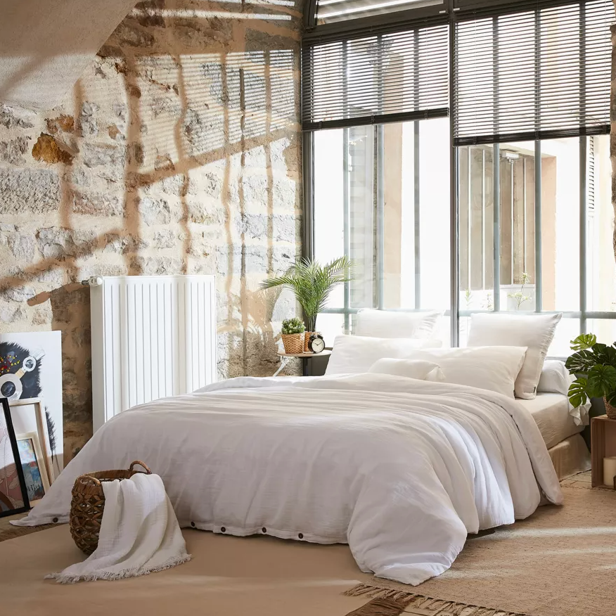 Housse de couette Amara en double gaze de coton - Ivoire