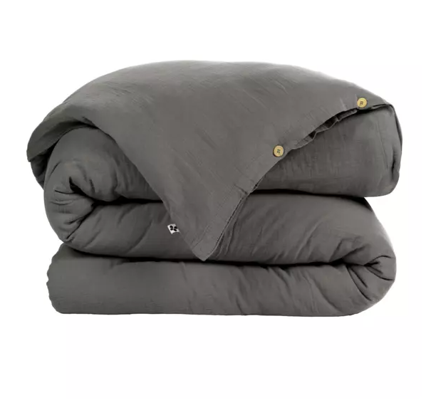 Housse de couette Amara en double gaze de coton - Gris Anthracite