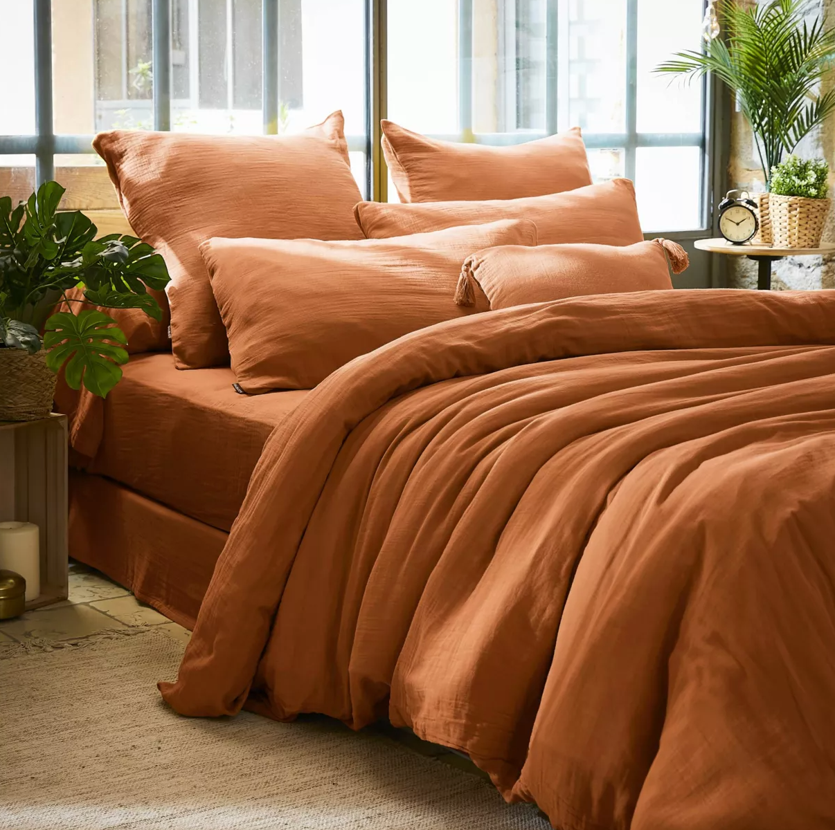 Housse de couette Amara en double gaze de coton - Abricot