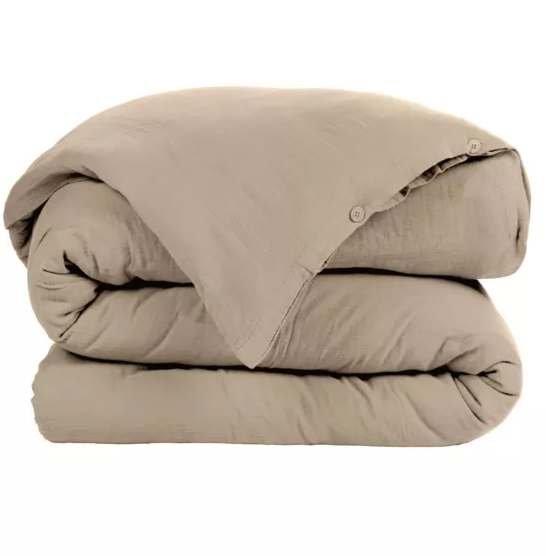 Housse de couette Amara en double gaze de coton - Beige