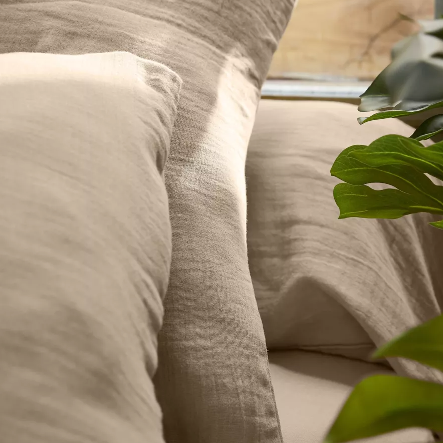 Housse de couette Amara en double gaze de coton - Beige