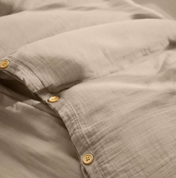 Housse de couette Amara en double gaze de coton - Sable