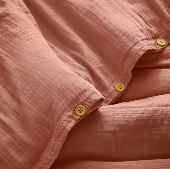 Housse de couette Amara en double gaze de coton - Rose Blush