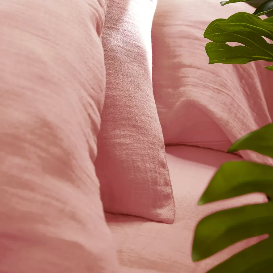 Housse de couette Amara en double gaze de coton - Rose Blush