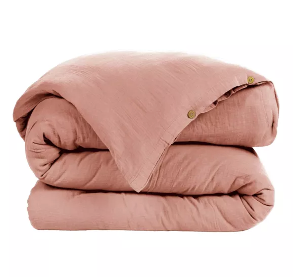 Housse de couette Amara en double gaze de coton - Rose Blush