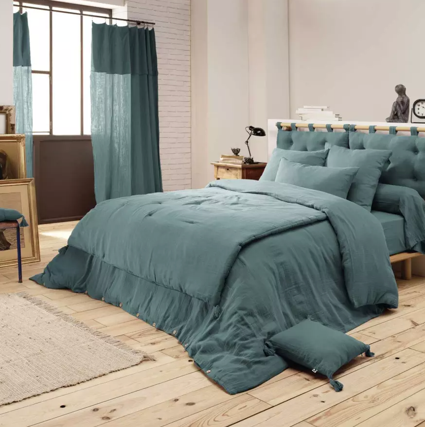 Taie de traversin Amara 185 cm - Bleu Canard
