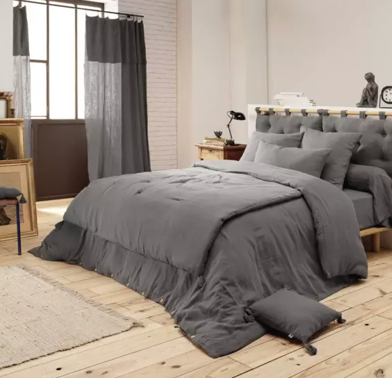 Taie de traversin Amara 185 cm - Gris Anthracite